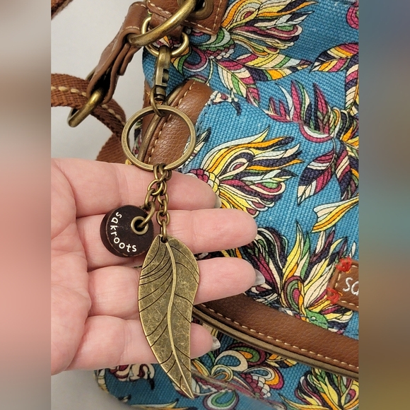 Sakroots Artist Circle Flat Teal Treehouse Crossbody Bag - Picture 6 of 13